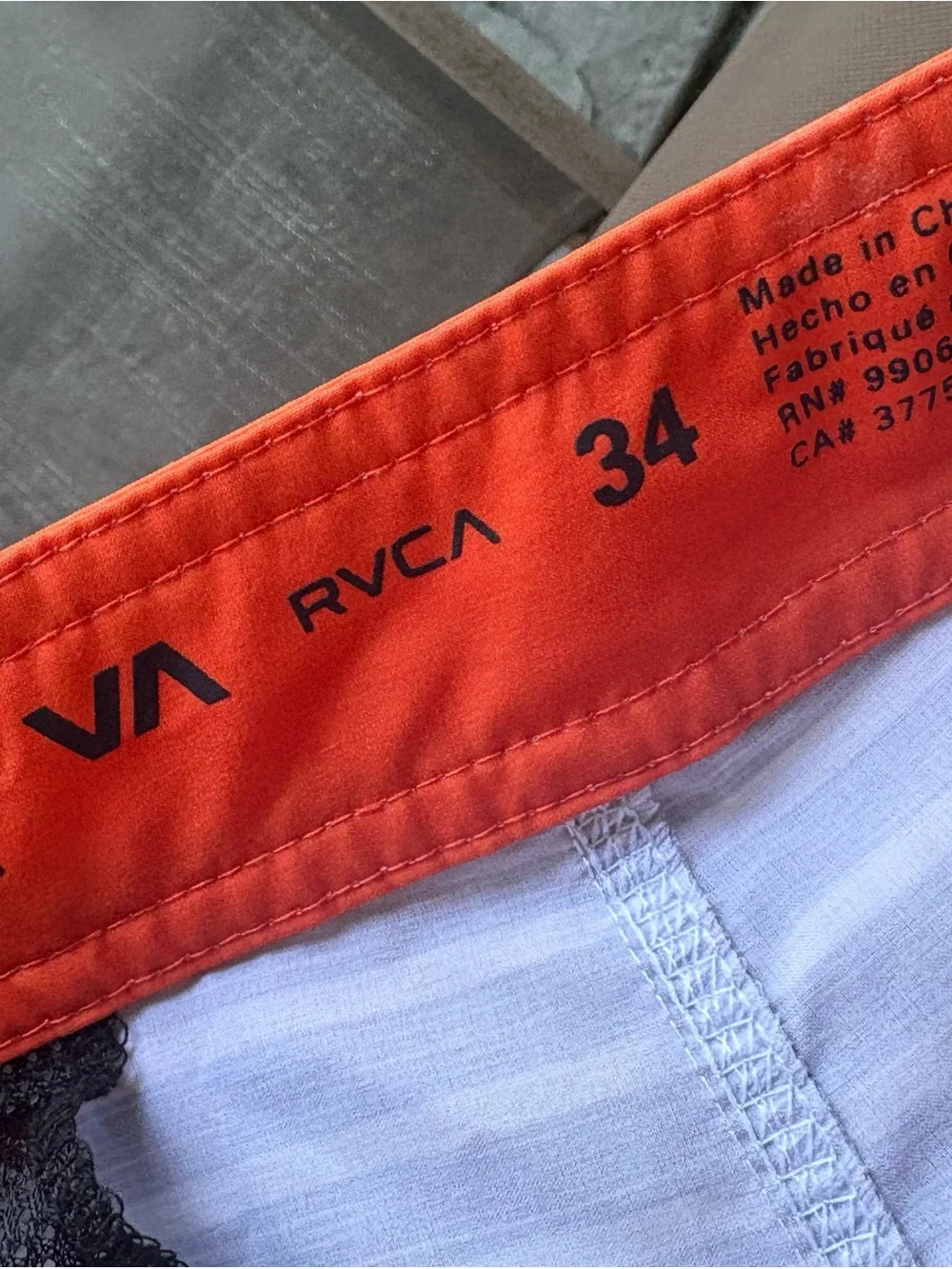 Men's Striped Swim Trunks with orange  Waistband